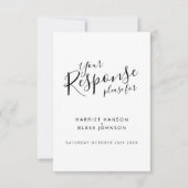 Witte en zwarte tekst hart bruiloft antwoord RSVP (Voorkant)