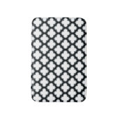 Witte en zwarte trellis, lattice, quatrefoil badmat (Voorkant Verticaal)