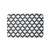 Witte en zwarte trellis, lattice, quatrefoil badmat (Voorkant)