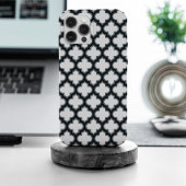 Witte en zwarte trellis, lattice, quatrefoil Case-Mate iPhone case