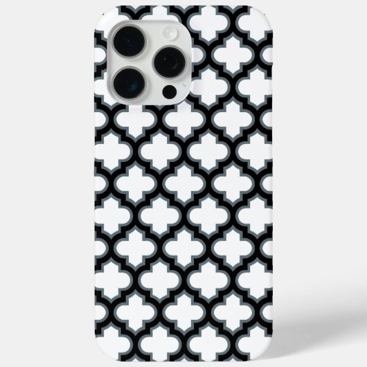 Witte en zwarte trellis, lattice, quatrefoil Case-Mate iPhone case (Achterkant)