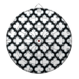 Witte en zwarte trellis, lattice, quatrefoil dartbord