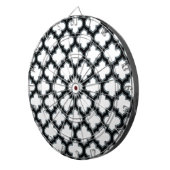 Witte en zwarte trellis, lattice, quatrefoil dartbord (Voorkant Rechts)