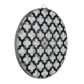 Witte en zwarte trellis, lattice, quatrefoil dartbord (Voorkant Links)
