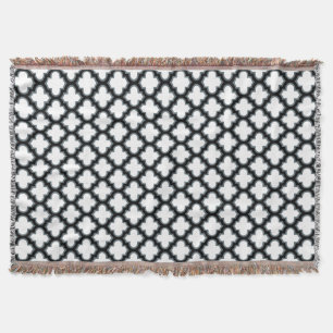 Witte en zwarte trellis, lattice, quatrefoil deken