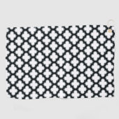 Witte en zwarte trellis, lattice, quatrefoil golfhanddoek (Horizontaal)