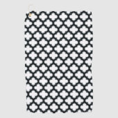 Witte en zwarte trellis, lattice, quatrefoil golfhanddoek (Voorkant)