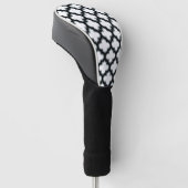 Witte en zwarte trellis, lattice, quatrefoil golfheadcover (Schuin)