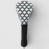 Witte en zwarte trellis, lattice, quatrefoil golfheadcover (Voorkant)
