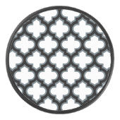 Witte en zwarte trellis, lattice, quatrefoil hockey puck (Voorkant)