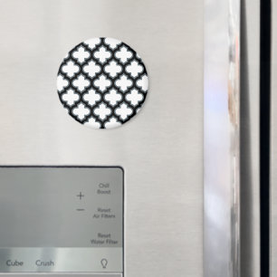 Witte en zwarte trellis, lattice, quatrefoil magneet