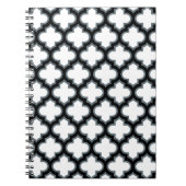 Witte en zwarte trellis, lattice, quatrefoil notitieboek (Voorkant)