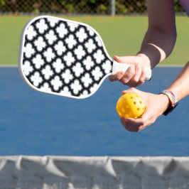 Witte en zwarte trellis, lattice, quatrefoil pickleball paddle