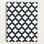 Witte en zwarte trellis, lattice, quatrefoil planner (Voorkant)