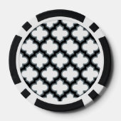 Witte en zwarte trellis, lattice, quatrefoil poker chips (Achterkant)