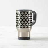 Witte en zwarte trellis, lattice, quatrefoil reisbeker (Voorkant rechts)