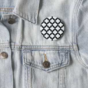 Witte en zwarte trellis, lattice, quatrefoil ronde button 5,7 cm
