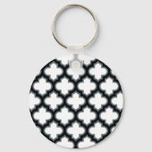 Witte en zwarte trellis, lattice, quatrefoil sleutelhanger (Achterkant)