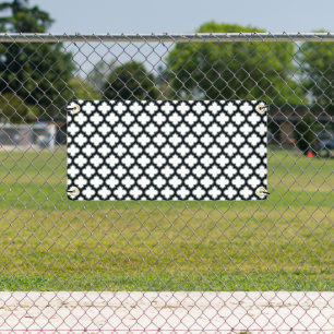 Witte en zwarte trellis, lattice, quatrefoil spandoek