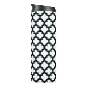 Witte en zwarte trellis, lattice, quatrefoil thermosbeker