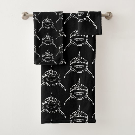 Witte en zwarte tribale witte haai bad handdoek (Insitu)