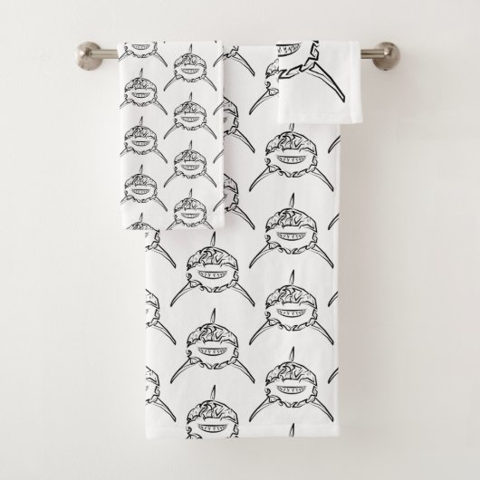 Witte en zwarte tribale witte haai bad handdoek (Insitu)