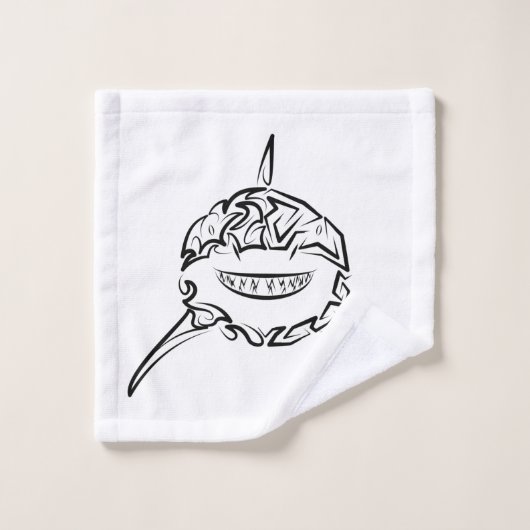 Witte en zwarte tribale witte haai bad handdoek (Wasdoekje)
