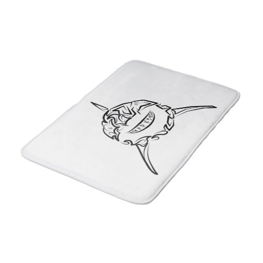 Witte en zwarte tribale witte haai badmat (Gekanteld)