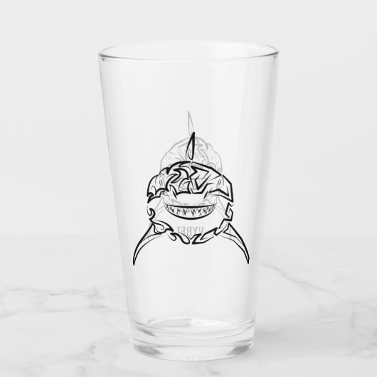 Witte en zwarte tribale witte haai glas (Achterkant)