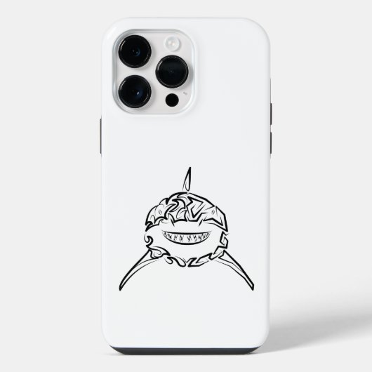 Witte en zwarte tribale witte haai iPhone hoesje (Achterkant)