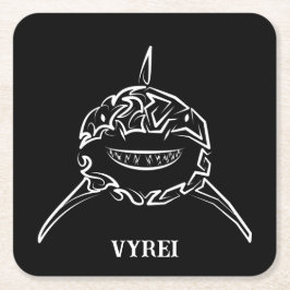 Witte en zwarte tribale witte haai kartonnen onderzetters