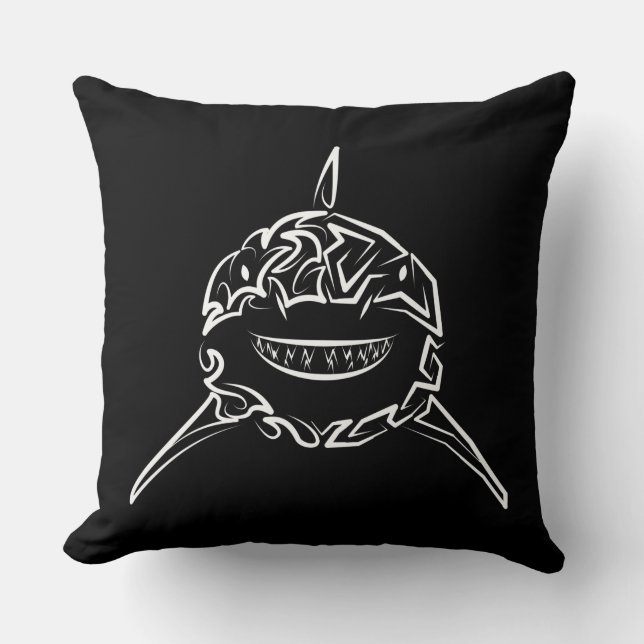 Witte en zwarte tribale witte haai kussen (Voorkant)