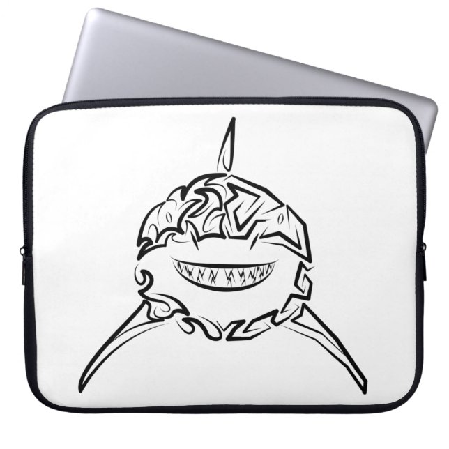 Witte en zwarte tribale witte haai laptop sleeve (Voorkant)