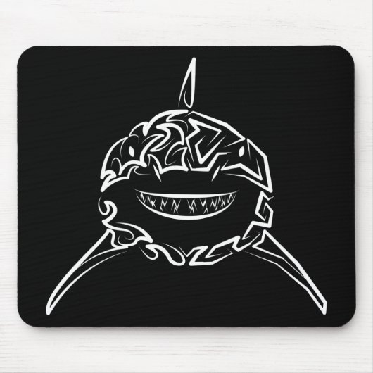 Witte en zwarte tribale witte haai muismat (Voorkant)