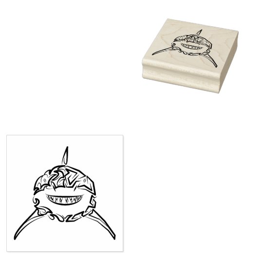 Witte en zwarte tribale witte haai rubberstempel (Gestempeld)