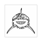 Witte en zwarte tribale witte haai rubberstempel (Afrduk)