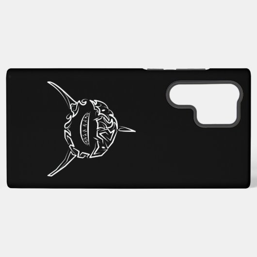 Witte en zwarte tribale witte haai samsung galaxy hoesje (Achterkant horizontaal)