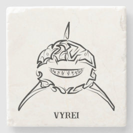 Witte en zwarte tribale witte haai stenen onderzetter