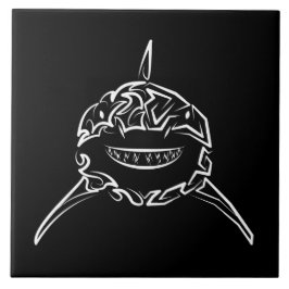 Witte en zwarte tribale witte haai tegeltje