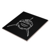 Witte en zwarte tribale witte haai tegeltje (Zijkant)