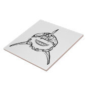 Witte en zwarte tribale witte haai tegeltje (Zijkant)