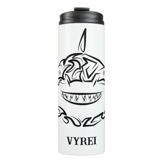 Witte en zwarte tribale witte haai thermosbeker (Voorkant)