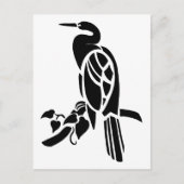Witte en zwarte vectorkunst, vogels: kruin in boom briefkaart (Voorkant)