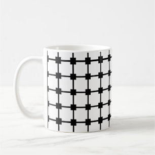 Witte en Zwarte Vierkante Patronen Moderne Monochr Koffiemok