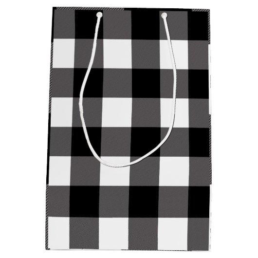 Witte en zwarte vierkantjes buffelplaat medium cadeauzakje (Achterkant)