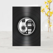 Witte en Zwarte Vinyl Grafisch van de Gitaren van Kaart (Gele Bloem)