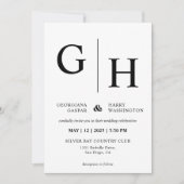 Witte en zwarte vlakte en eenvoudige bruiloft kaart (Voorkant)