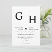 Witte en zwarte vlakte en eenvoudige bruiloft kaart (Staand voorkant)