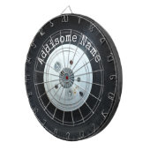 Witte en zwarte vrachtwagen, wiel/autoband dartbord (Voorkant Rechts)