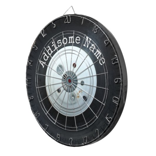 Witte en zwarte vrachtwagen, wiel/autoband dartbord (Voorkant Rechts)